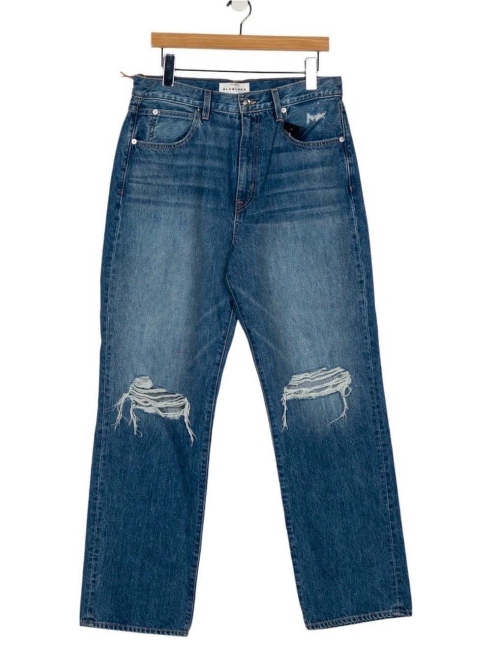 SLVRLAKE London High-Rise Straight Leg Jeans in Blue Denim Classic Premium NEW - Picture 2 of 11